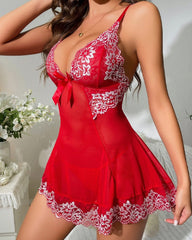 Sheer Lace Nightgown with G-String