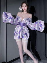 Purple Floral Print Kimono Dress