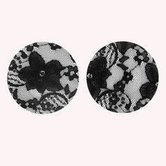 3 Pack Lace Pasties Black Cross & Heart & Round Nipple Covers