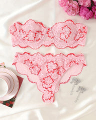 Women's Floral Lace Lingerie Breathable Comfort Underwear Set