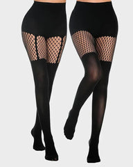 Mock Thigh High Stockings For Women Fishnet Tights Suspender Pantyhose