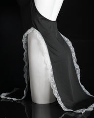 Halloween Nun Costume Role Play Hollow Slit Long Dress with Stockings Set