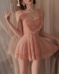 Lace Back Slit Nightgowns with Open-Back Design
