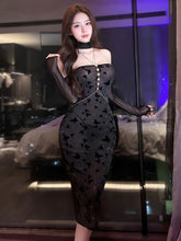 Butterfly Print Sheer Mesh Bodycon Dress