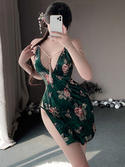 Floral Velvet Cheongsam Dress