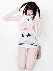 Dairy Cow Turtleneck Sweater Dress