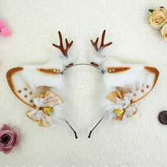 Faux Fur Reindeer Ears Hairband Animal Elk Ears Hair Hoop Plush Christmas Accessories