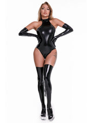 Patent Leather Bodysuit with Leash