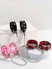 Heart Studded Leather Handcuffs