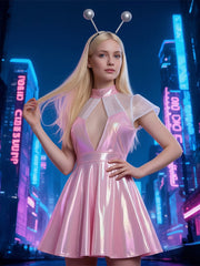 Holographic Alien Cosplay Mini Dress