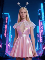 Holographic Alien Cosplay Mini Dress