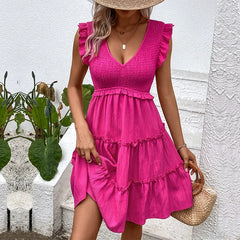 Sleeveless Color-Block Smocked Dress