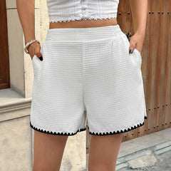 Casual Textured Color-Blocked Shorts