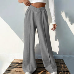 Elastic-Waist V-Waist Wide-Leg Trousers