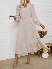 Beige Tiered Skirt With A Tie-Waist Detail