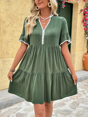 Stand-Collar A-Line Dress