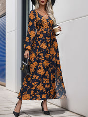 Vintage-Style V-Neck Printed Dress