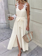 Floral Tie-Waist Slit Dress