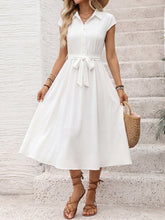 White Collared Dress With Piping Detail