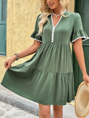 Stand-Collar A-Line Dress