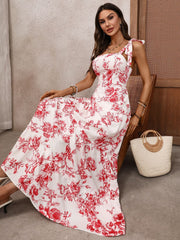 Sleeveless Long Dress With A Bow At The Shoulders