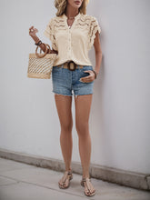 Lace-Paneled Ruffle-Sleeve Top