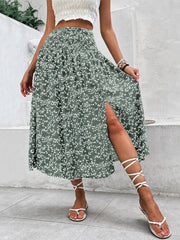 Casual Printed Skirt With A Slit