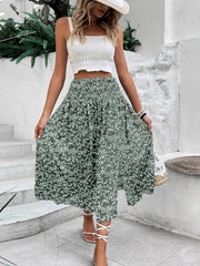 Casual Printed Skirt With A Slit