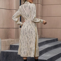 A-Line Dress With Geometric Stripe Print