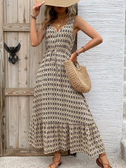 Sleeveless High-Waisted Floral Print Maxi Dress