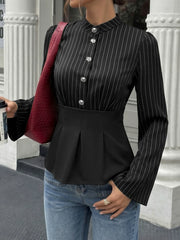 Workwear Striped Long-Sleeved Fitted Shirt