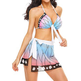 Japanese Anime Cosplay Bikini Set 3 Piece Triangle Cups Top Mini Skirt and Bottom Roleplaying Swimsuit