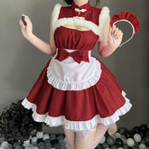 Cute Maid Outfit Naughty Elf Costume Red Sleeveless Lolita Dress