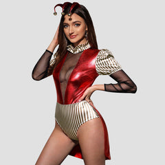 Jester Costume Adult Circus Clown Cosplay Outfits Joker Villain Romper