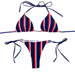 Micro 2 Piece Bikini Set Cute Stripe Cosplay Lingerie Set Anime Bikini Underwear