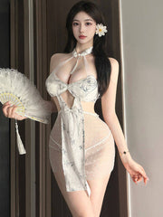 Modern Bamboo Print Cheongsam Dress