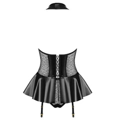 Latex Halter Dress with Panty Fetish Outfits Lace-up Back Gothic Cosplay Costume