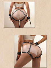 PU Leather Chains Bottom Harness Set