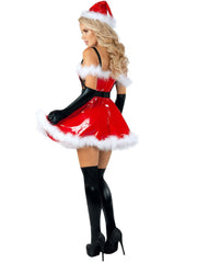 Furry Santa PU Leather Dress