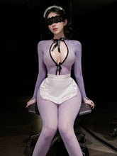 Purple Floral Lace Maid Lingerie Set