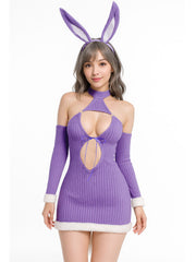 Rib Knit Cut Out Bunny Costume