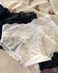 Colorblock Lace Mesh Sheer Panties
