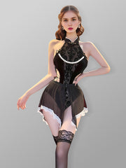 Chinese Bodysuit Lingerie with Pearls