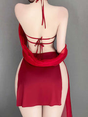 High Slit Appliques Qipao Outfit