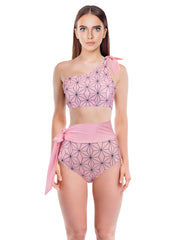 One Shoulder High Waisted Bathing Suit