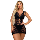 Lace Bodycon Dress Cut Out Sleeveless Mini Dress Mesh Babydoll Lingerie