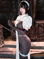 Nun Open Crotch Bodystocking Set