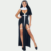 Nun Costume Nun Habit Cosplay Outfits Black Scary Sinner Halloween Costumes