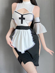 Black Nun High Slit Dress