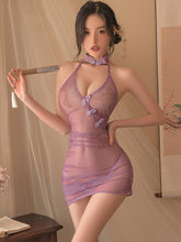 Purple Butterfly Print Vintage Lingerie Dress